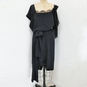 ANNE VALERIE HASH BLACK LACE CHIFFON TIE DRESS SIZE SMALL